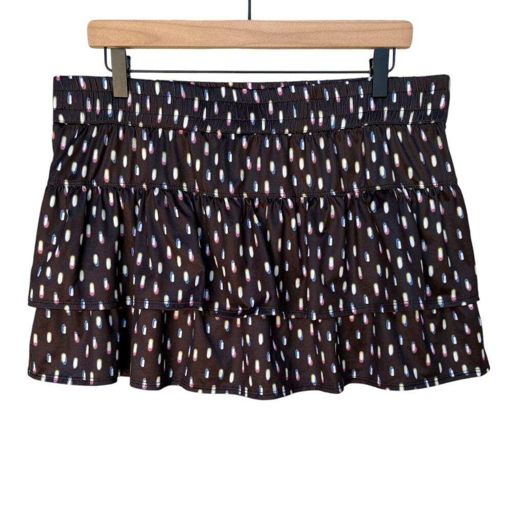 Lucky in Love Ruffled Tennis Athletic Skort with Neon Sprinkles Print size XL